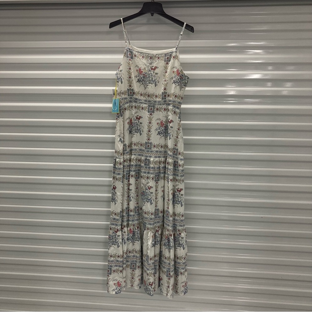 CeCe Cream and Blue Floral Maxi Dress